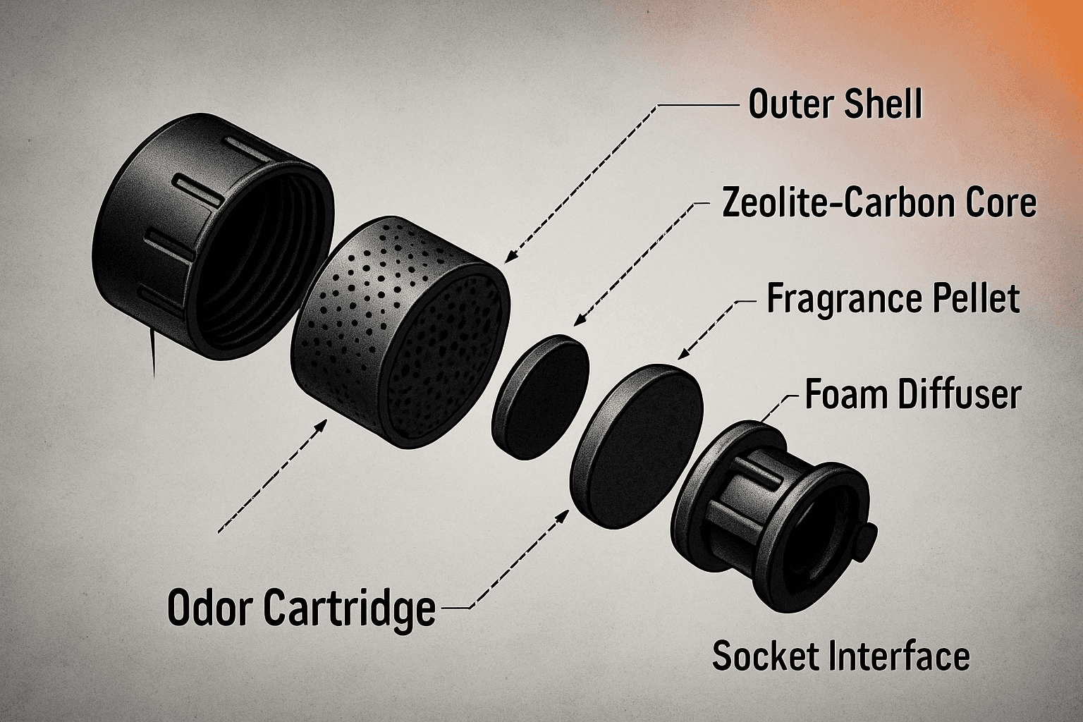 Odor-Neutralizing Cartridge 6-Pack exploded view